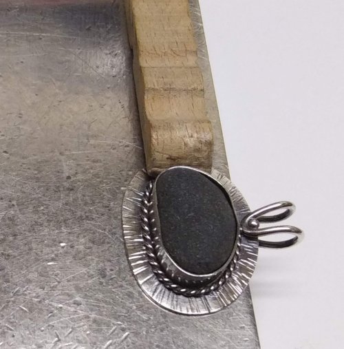 Judy Larson's Sterling Lake Stone Pendant with Twisted Wire - , Metalwork, Filing, Finishing, Butane Torch, Soldering, Solder, lake stone pendant